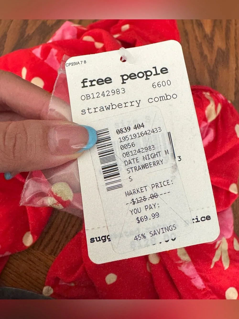 Free People Date Night Mini Dress In Floral Spot Print-red NWT